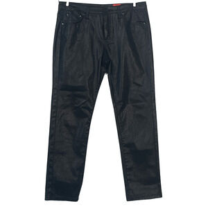 3-FOR-$30 V Cristina Sz 10 Black Jeans Straight Leg Black Shiny Synthetic Fabric